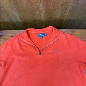 Ralph Lauren Orange Half-Zip Polo Pullover with Teal Pony